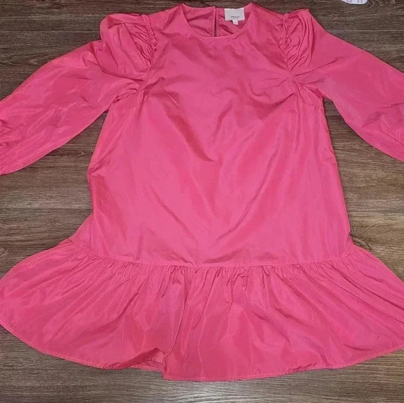 Cinq A Sept Jackie Puff Sleeve Ruffle Hem Pink Mini Dress SZ M - Picture 7 of 13